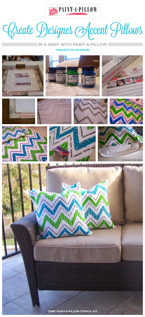 Paint-A-Pillow shares how to create DIY designer accent pillows using the Tribe stencil pattern in a snap. http://paintapillow.com/index.php/tribe-paint-a-pillow-kit.html