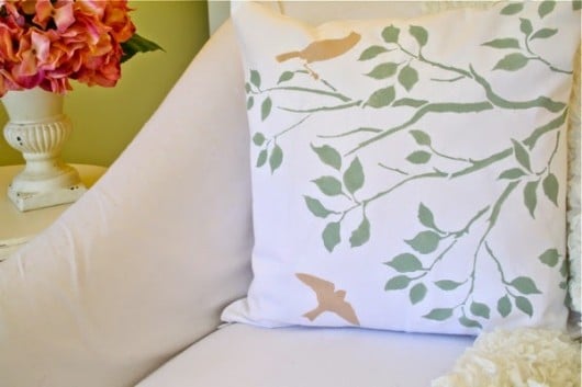 DIY designer accent pillows using the Birds on A Branch Paint-A-Pillow kits. http://paintapillow.com/index.php/birds-on-a-branch-paint-a-pillow-kit.html