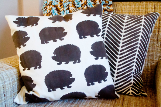 DIY stenciled accent pillows using the Hedgehog and Herringbone Stitch Paint-A-Pillow kits. http://paintapillow.com/index.php/hedgehogs-paint-a-pillow-kit.html