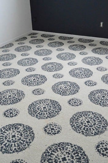 Cutting Edge Stencils shares a DIY painted carpet using the Antico Allover stencil pattern. http://www.cuttingedgestencils.com/antico-allover-wall-pattern.html