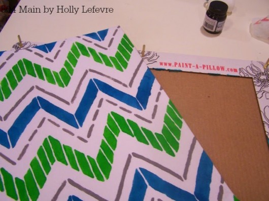 Stenciling the Tribe pattern using a Paint-A-Pillow kit. http://paintapillow.com/index.php/tribe-paint-a-pillow-kit.html