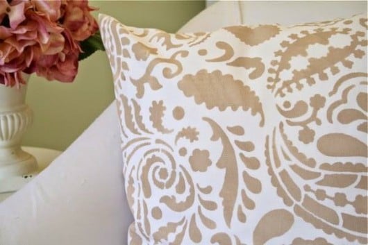 A DIY designer accent pillow using the Paisley Paint-A-Pillow kit in latte. http://paintapillow.com/index.php/paisleys-paint-a-pillow-kit.html