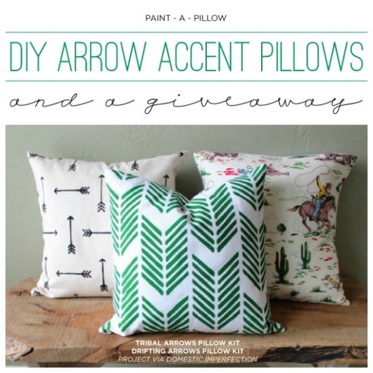 Cutting Edge Stencils shares IY stenciled accent pillows using the Drifting Arrows and Tribal Arrows Paint-A-Pillow kits. http://paintapillow.com/index.php/catalogsearch/result/?q=arrow