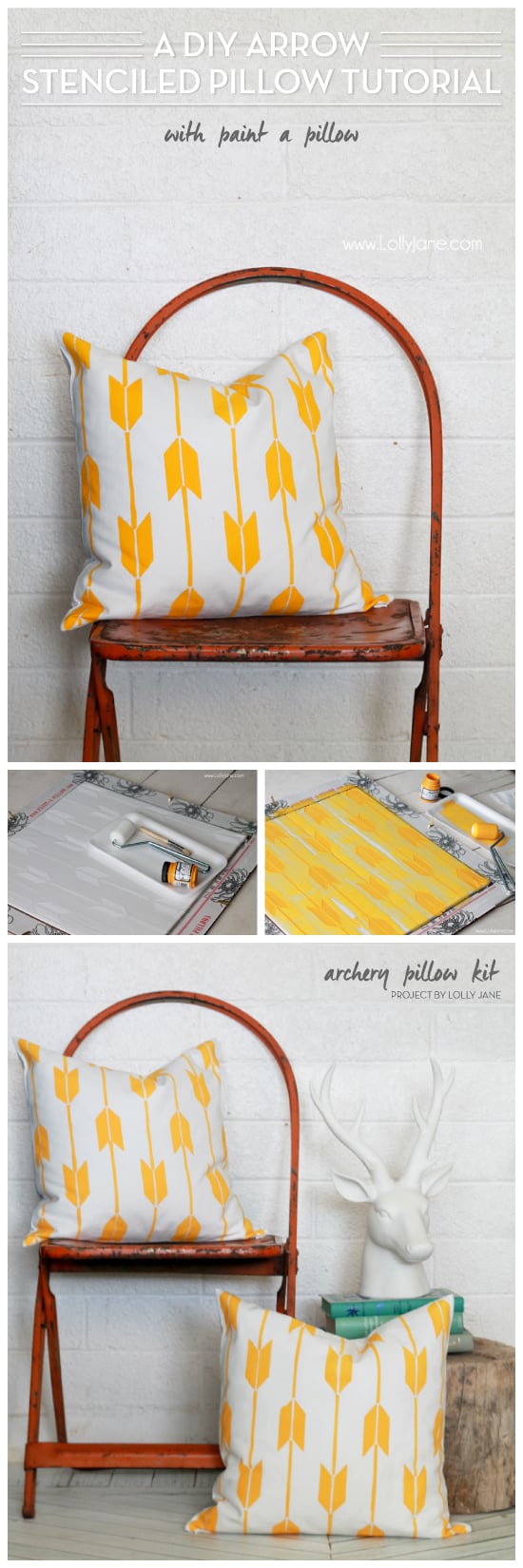 DIY arrow themed accent pillows using the Archery Paint-A-Pillow kit. http://paintapillow.com/index.php/archery-paint-a-pillow-kit.html