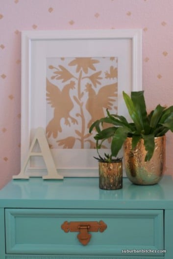DIY stenciled room art using the Otomi Roosters Stencil. http://www.cuttingedgestencils.com/otomi-roosters-stenciling-paint-a-pillow-kit.html