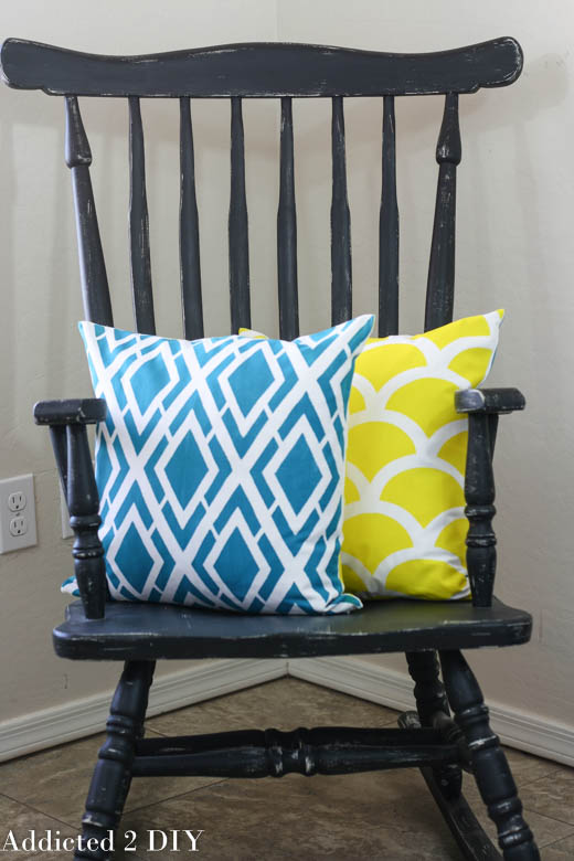 DIY stenciled accent pillows using the Alexa and Mermaid Paint-A-Pillow kits. http://paintapillow.com/index.php/alexa-paint-a-pillow-kit.html