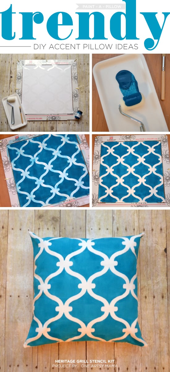 Cutting Edge Stencils shares DIY accent pillow ideas using Heritage Grill Paint-A-Pillow stencil kits. http://paintapillow.com/index.php/heritage-grill-paint-a-pillow-kit.html