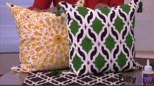 The Tamara Trellis and Stephanie's Lace stenciled accent pillows on Cityline CityTV. http://paintapillow.com/index.php/tamara-trellis-paint-a-pillow-kit.html