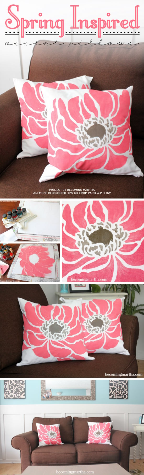 Cutting Edge Stencils shares DIY spring inspired painted pillow using the Anemone Blossom stencil from Paint-A-Pillow. http://paintapillow.com/index.php/anemone-blossom-paint-a-pillow-kit.html