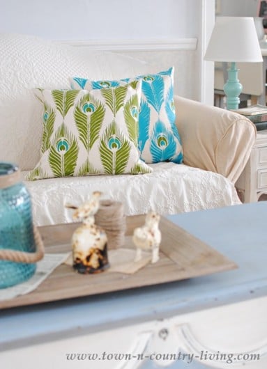DIY stenciled accent pillows using the Peacock Feathers Paint-A-Pillow kit. http://paintapillow.com/index.php/peacock-feathers-paint-a-pillow-kit.html