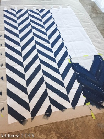 Learn how to stencil DIY curtain panels using the Herringbone Stencil pattern. http://www.cuttingedgestencils.com/herringbone-stencil-pattern.html