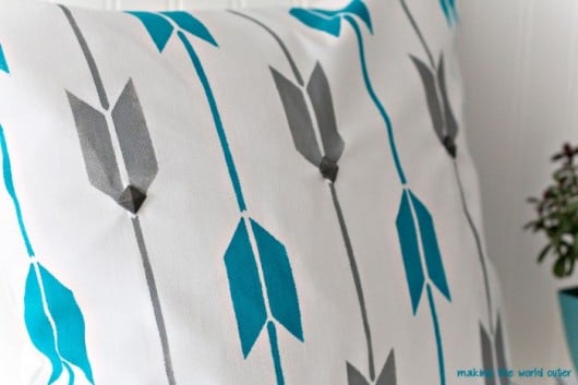 A DIY stenciled accent pillow using the Archery Paint-A-Pillow. http://paintapillow.com/index.php/archery-paint-a-pillow-kit.html