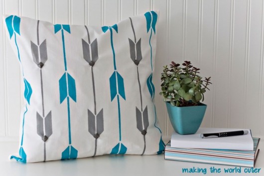 A DIY stenciled accent pillow using the Archery Paint-A-Pillow. http://paintapillow.com/index.php/archery-paint-a-pillow-kit.html