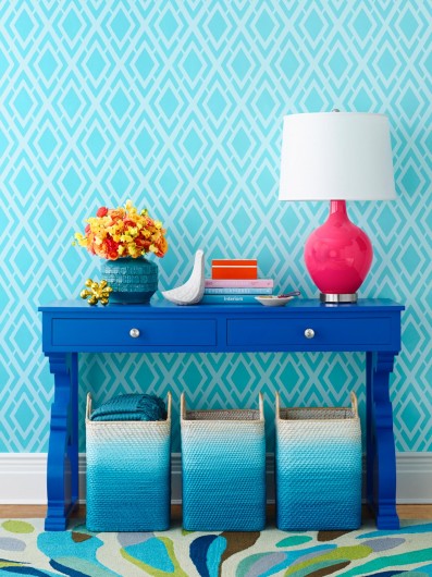 HGTV Magazine features the Alexa Allover from Cutting Edge Stencils on a stenciled accent wall. http://www.cuttingedgestencils.com/alexa-allover-wall-pattern.html