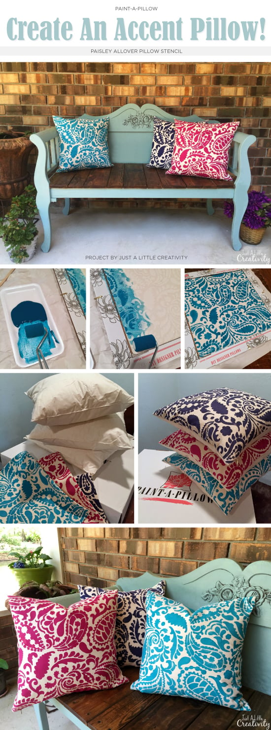 Cutting Edge Stencils shares DIY accent pillows in springtime hues using the Paisley Paint-A-Pillow. http://paintapillow.com/index.php/paisleys-paint-a-pillow-kit.html
