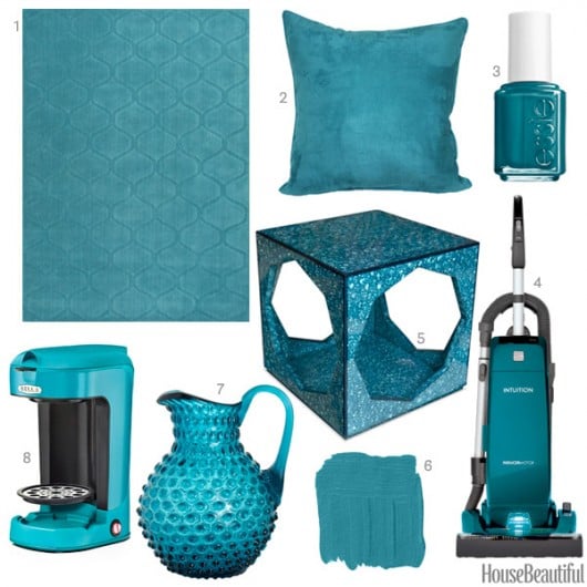 Teal colored home decor from House Beautiful.
