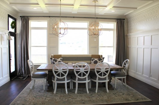 A DIY stenciled dining room using the Trellis Allover Stencil. http://www.cuttingedgestencils.com/allover-stencil.html