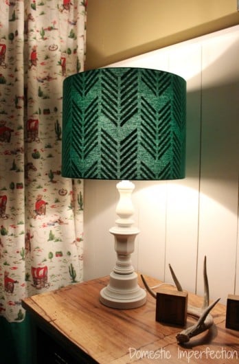 Stenciling a hidden pattern on a DIY lampshade using the Drifting Arrows Stencil http://www.cuttingedgestencils.com/drifting-arrows-stencil-paint-a-pillow-kit.html