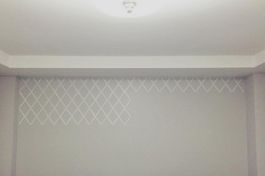 Stenciling a master bedroom accent wall using the Harlequin Trellis pattern. http://www.cuttingedgestencils.com/trellis-stencil-harlequin.html