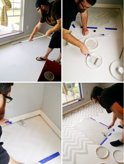Learn how to stencil and paint a cement floor using the Ikat Zig Zag Stencil. http://www.cuttingedgestencils.com/zigzag-stencil-pattern.html