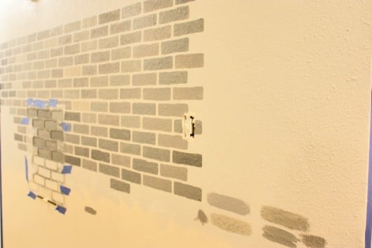 Learn how to stencil a Brick Allover pattern in a hallway. http://www.cuttingedgestencils.com/bricks-stencil-allover-pattern-stencils.html