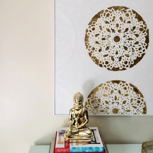 Cutting Edge Stencils shares how to stencil a gold piece of wall art using a lace-inspired pattern, the Charlotte Allover. http://www.cuttingedgestencils.com/charlotte-allover-stencil-pattern.html