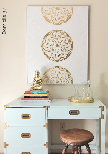 Cutting Edge Stencils shares how to stencil a gold piece of wall art using a lace-inspired pattern, the Charlotte Allover. http://www.cuttingedgestencils.com/charlotte-allover-stencil-pattern.html