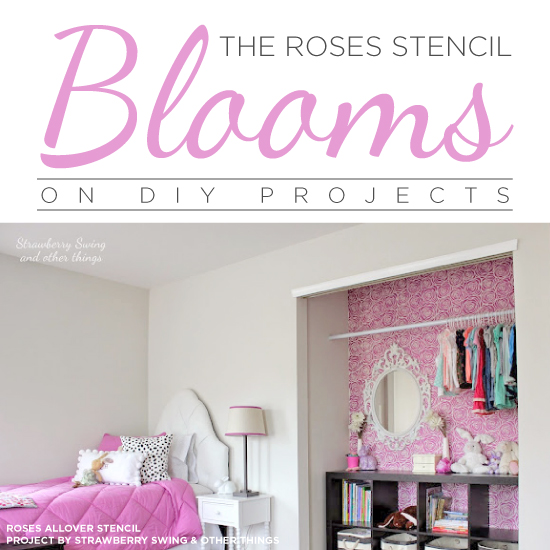 Cutting Edge Stencils shares easy DIY home decor projects featuring the Roses Allover Stencil. http://www.cuttingedgestencils.com/roses-stencil-pattern-rose-design.html