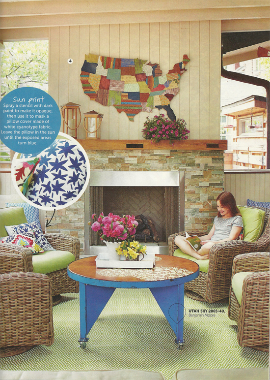 DIY Magazine features an outdoor stenciled table and accent pillow using the Allium Grande Flower Stencil from Cutting Edge Stencils. http://www.cuttingedgestencils.com/flower-Stencils-floral-stencil.html