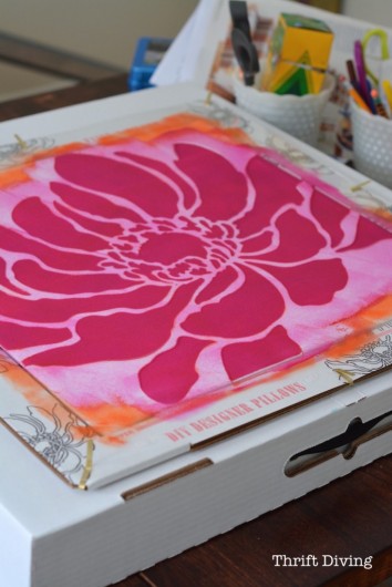 Stenciling DIY accent pillows using the Anemone Blossom Paint-A-Pillow kit. http://paintapillow.com/index.php/anemone-blossom-paint-a-pillow-kit.html