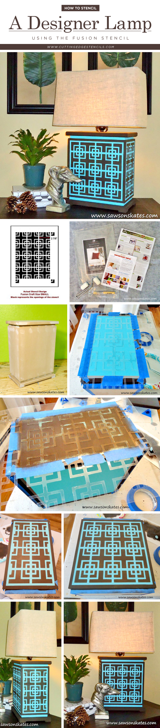 Cutting Edge Stencils shares how to stencil a DIY lamp using the Fusion Craft Stencil. http://www.cuttingedgestencils.com/craft-stencil-pattern.html