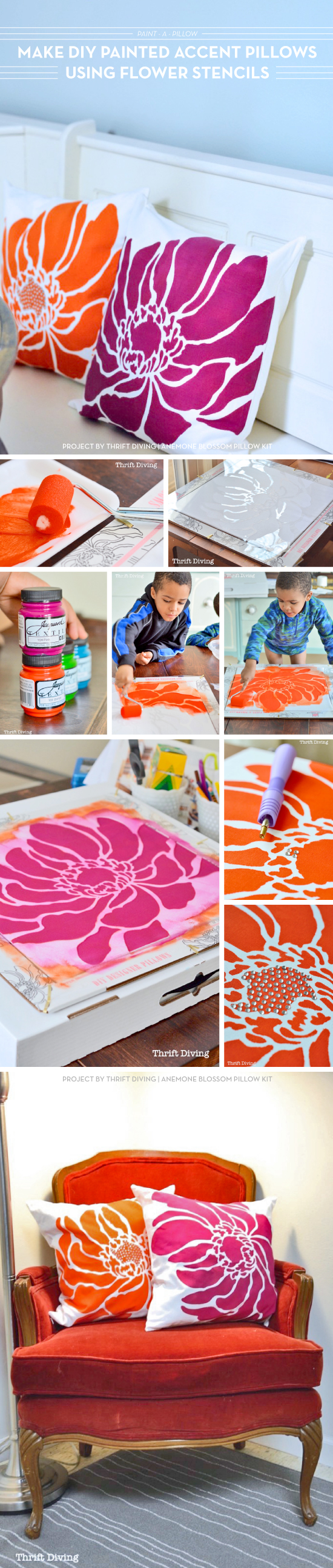 Cutting Edge Stencils shares how to DIY accent pillows using the Anemone Blossom Paint-A-Pillow kit. http://paintapillow.com/index.php/anemone-blossom-paint-a-pillow-kit.html