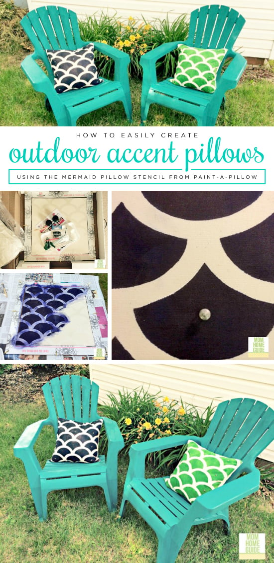 Cutting Edge Stencils shares how to make DIY outdoor accent pillows using Paint-A-Pillow. http://paintapillow.com/index.php/mermaid-paint-a-pillow-kit.html