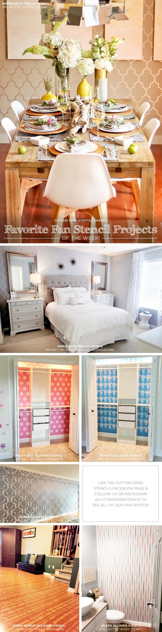 Cutting Edge Stencils shares DIY stenciled room ideas and accent wall projects. http://www.cuttingedgestencils.com/wall-stencils-stencil-designs.html