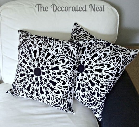 A DIY accent pillow using the Stephanie's Lace Paint-A-Pillow kit. http://paintapillow.com/index.php/stephanie-s-lace-paint-a-pillow-kit.html