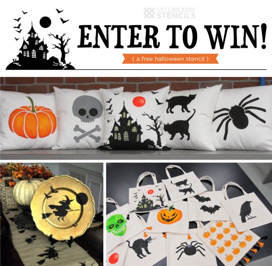 Cutting Edge Stencils is giving away one free Halloween pillow or tote stencil kit on Facebook. https://www.facebook.com/Cutting.Edge.Stencils?sk=app_307339332686535