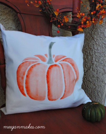 Learn how to easily create DIY accent pillows using the Pumpkin Accent Pillow kit. http://www.cuttingedgestencils.com/pumpkin-stencils-halloween-throw-pillows-diy-home-decor.html
