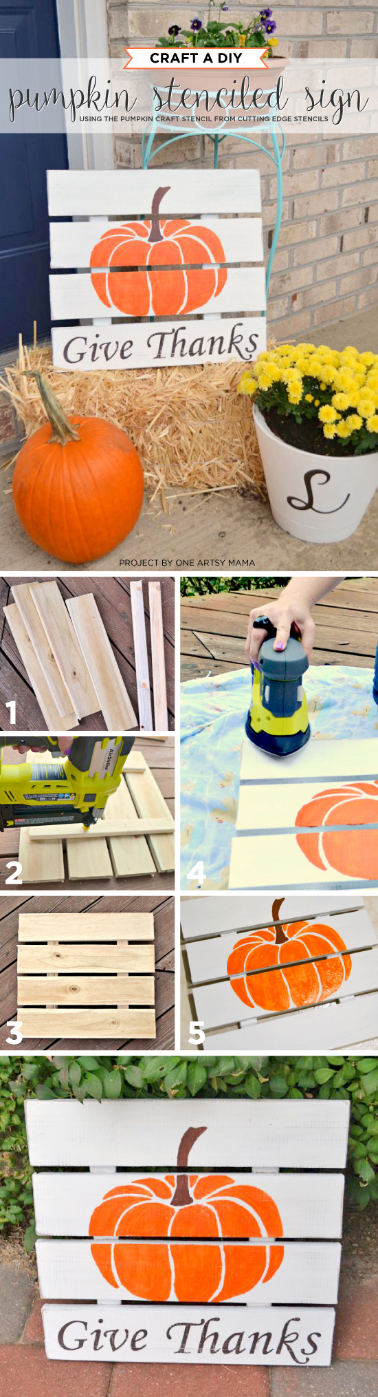 Cutting Edge Stencils shares how to create a DIY Fall inspired sign using the Pumpkin Craft Stencil. http://www.cuttingedgestencils.com/pumpkin-stencil-halloween-designs-for-accent-pillows-and-totes.html