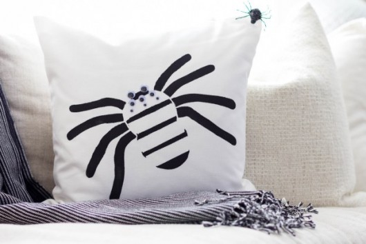 A DIY stenciled Halloween accent pillow using the Spider Stencil Accent Pillow Kit. http://www.cuttingedgestencils.com/spider-stencil-halloween-decoration-accent-pillows.html