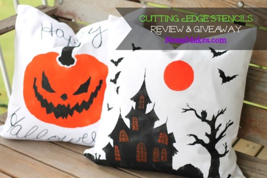 DIY Halloween stenciled accent pillows using Cutting Edge Stencils accent pillow kits. http://www.cuttingedgestencils.com/jack-o-lantern-halloween-pumpkin-accent-pillow.html