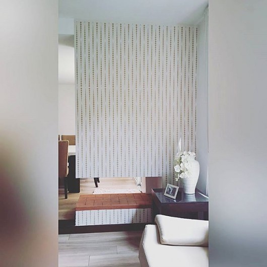 A stenciled accent wall featuring the Beads Allover Stencil from Cutting Edge Stencils. http://www.cuttingedgestencils.com/beads-wall-stencil-pattern.html