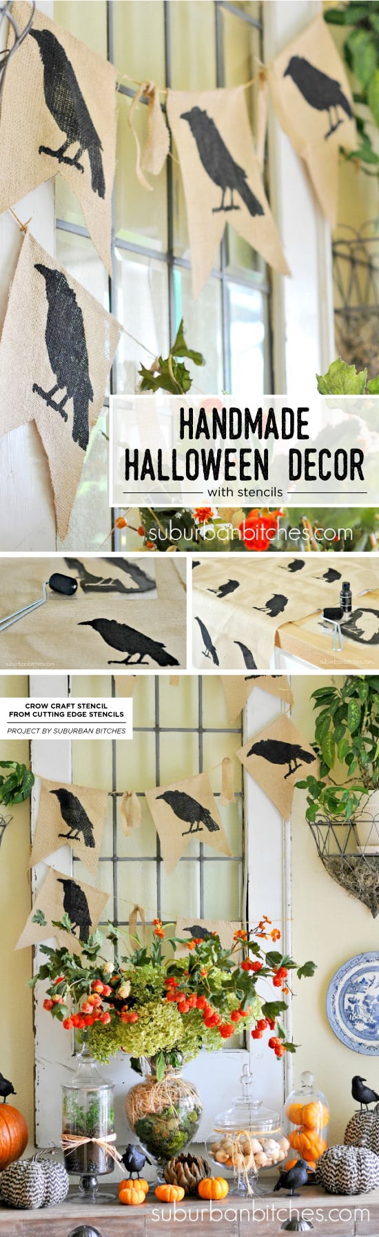 Cutting Edge Stencils shares how to create DIY handmade Halloween decorations using craft stencils. http://www.cuttingedgestencils.com/halloween-stencils-crow-stencil-design-diy-craft.html