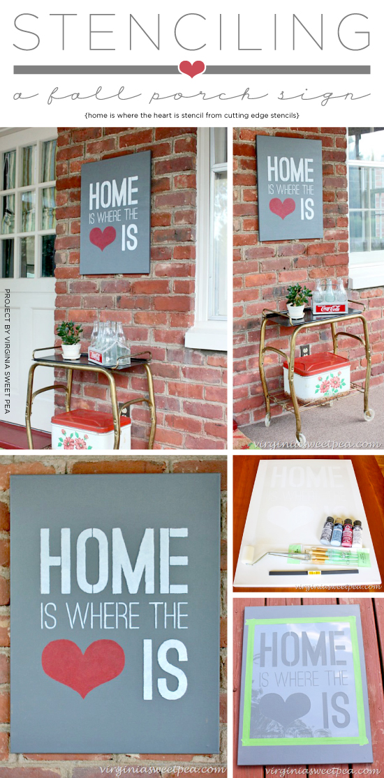 Cutting Edge Stencils shares how to stencil a DIY porch sign using the Home Is Where The Heart Is Quote Stencil. http://www.cuttingedgestencils.com/home-is-wall-quote-stencil.html
