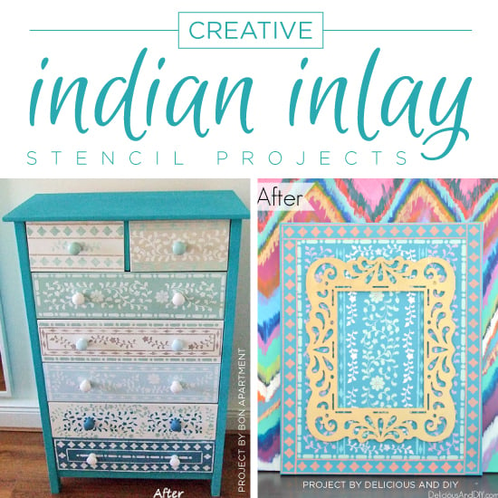 Cutting Edge Stencils shares DIY home decor projects using the Indian Inlay Stencil Kit. http://www.cuttingedgestencils.com/indian-inlay-stencil-furniture.html