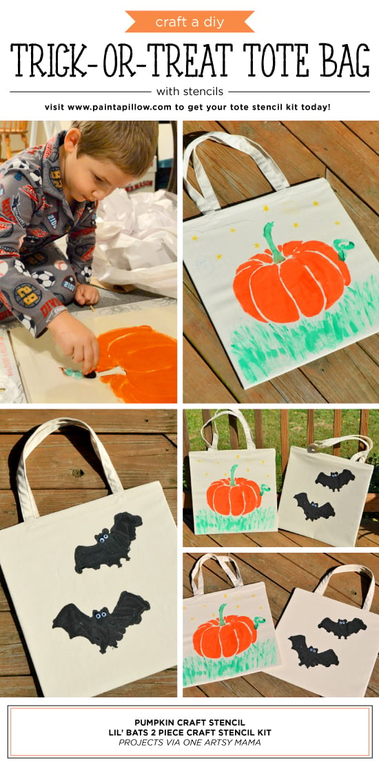 Cutting Edge Stencils shares how to craft a DIY trick-or-treat tote bag using our Halloween Stencils. http://www.cuttingedgestencils.com/pumpkin-stencil-halloween-designs-for-accent-pillows-and-totes.html