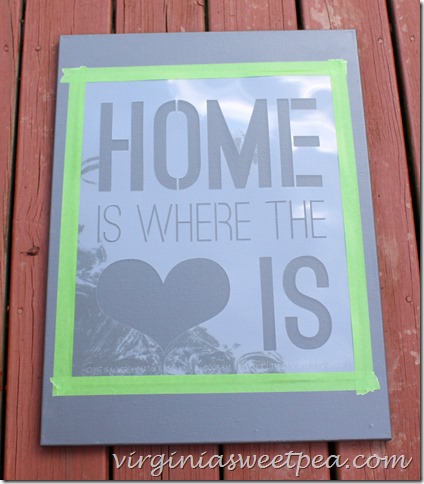 Stenciling the Home Is Where The Heart Is Quote Stencil on canvas. http://www.cuttingedgestencils.com/home-is-wall-quote-stencil.html