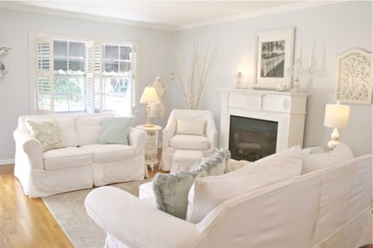 A DIY stenciled accent wall in a Hollywood Regency styled living room makeover using the Flock of Cranes Stencil. http://www.cuttingedgestencils.com/bird-flock-wall-stencil-pattern.html