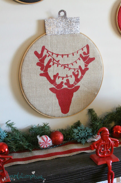DIY stenciled Christmas Decor using the Reindeer Craft Stencil from Cutting Edge Stencils. http://www.cuttingedgestencils.com/reindeer-holiday-stencil-designs-for-diy-crafts.html