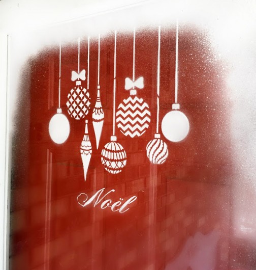 Learn how to stencil a glass door using the Christmas Ornaments Stencil from Cutting Edge Stencils. http://www.cuttingedgestencils.com/christmas-ornamnets-accent-pillow-stencil-kit.html