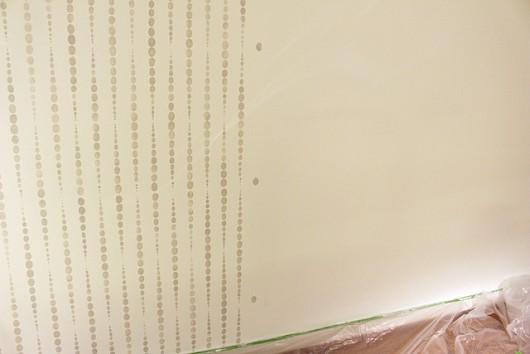 Stenciling a DIY accent wall using the Beads Allover Stencil from Cutting Edge Stencils. http://www.cuttingedgestencils.com/beads-wall-stencil-pattern.html